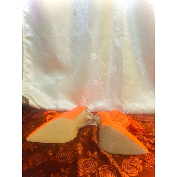 See-Through Neon Orange Stiletto High-Heels With A Clear Heel Size 7.5 - Picture 7 of 7